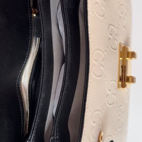 GUCCI Calfskin GG Monogram Top Handle White Bag Limited Edition - Picture 6 of 8